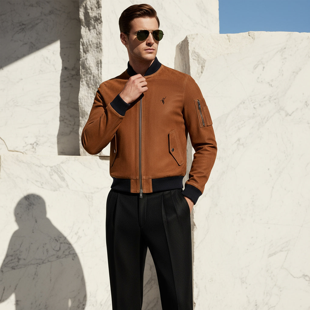 Bomber in pelle scamosciata Aero